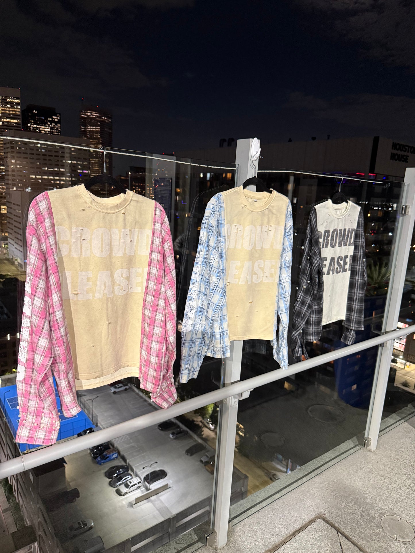 Pink distressed ‘Crowd Pleaser’ flannel