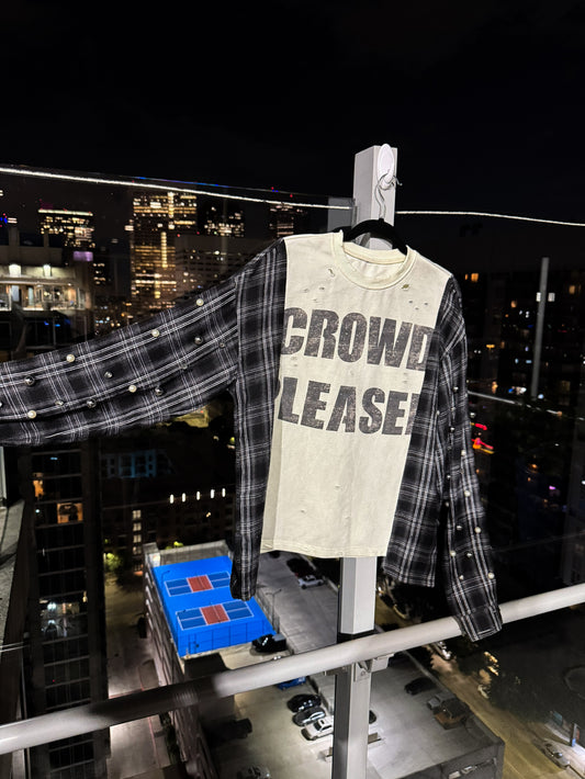 'CROWD PLEASER' distressed flannel shirt